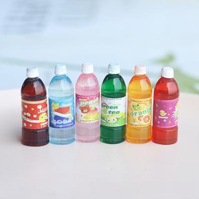 10pcs Miniature Cartoon Soda Juice Drink Bottles with Micro Landscape Decor for Playtime