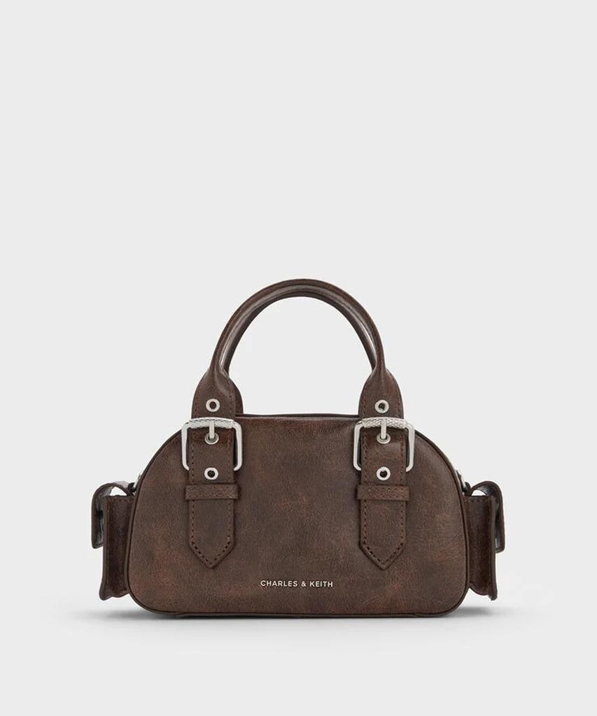 Charles & Keith Blaze Buckle Strap Side Pocket Bowling Bag 2 Colors Ck2-30770735