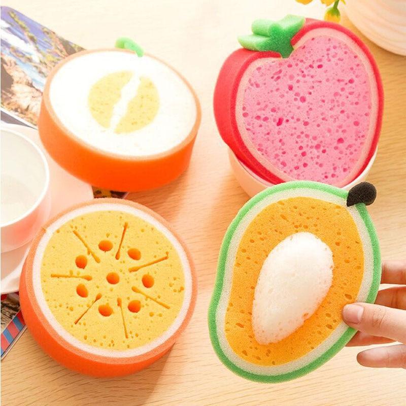 1Pcs Washing Dish Towel Fruit Shape Rags Thicken Scouring Pad Kitchen Cleaning Dish Cloths Sponge Cloth Scouring
