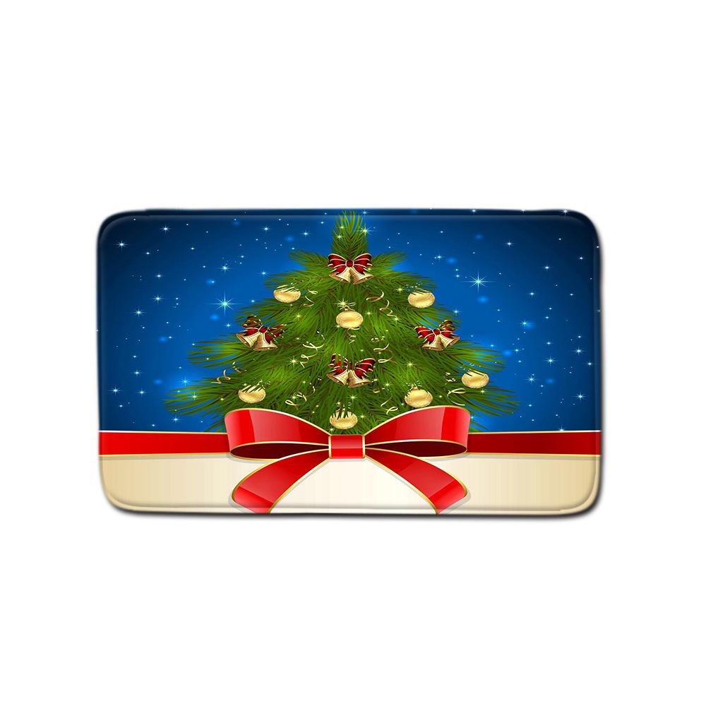 Christmas Shower Curtain Floor Mat Combination Four-Piece Set Bathroom Toilet Carpet Shower Room Mat Foot Mat