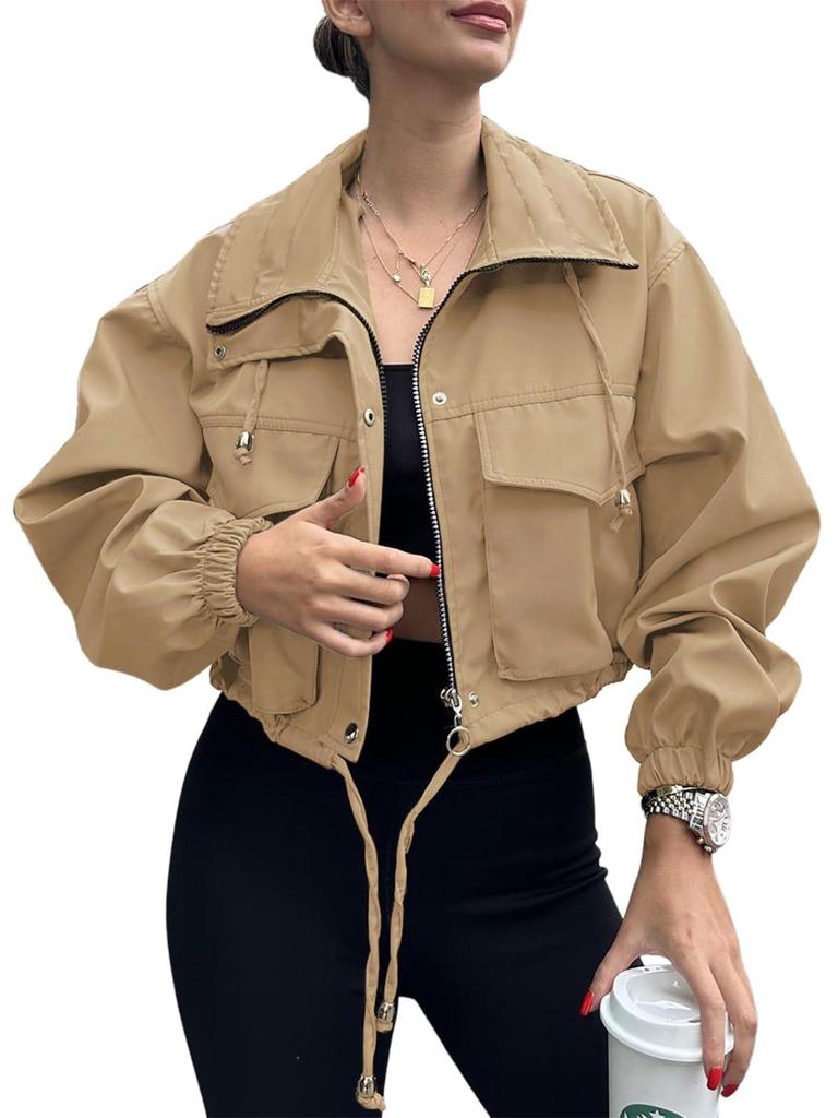 2025 Women's Autumn Solid Color Short Zipper Trench Coat