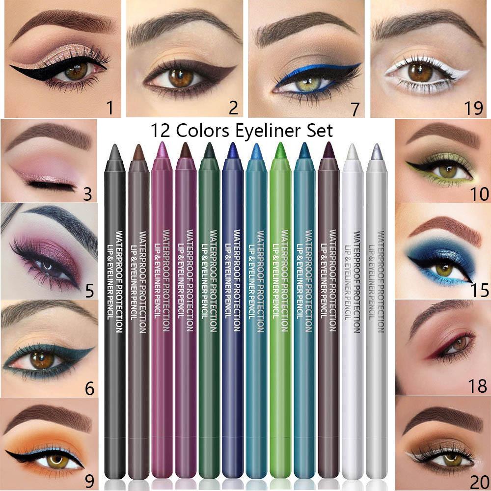 

Радужная подводка для глаз Diy 14-цветная гелевая ручка-карандаш с перламутровыми тенями для век, водостойкая матовая подводка для глаз, не размазывается