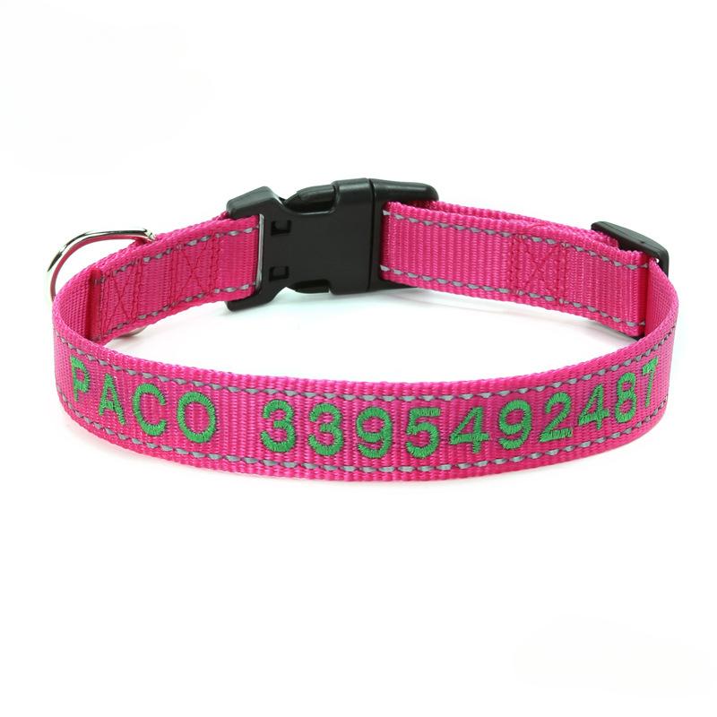 Pet Dog Embroidery Anti-lost Nylon Reflective Collar