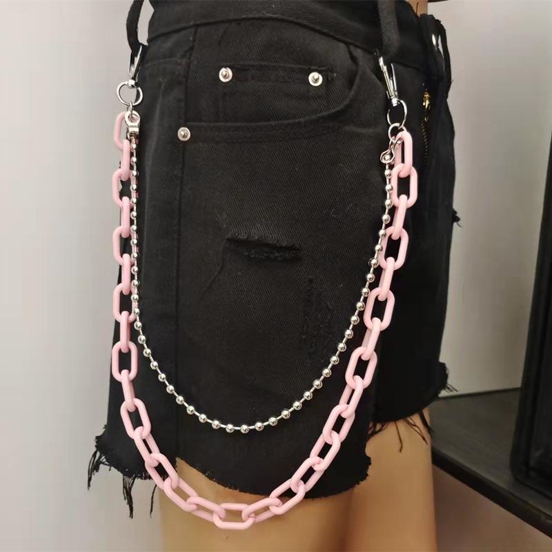European & American Hip-Hop Style Double-Layer Fluorescent Acrylic Waist Chain with Pendant