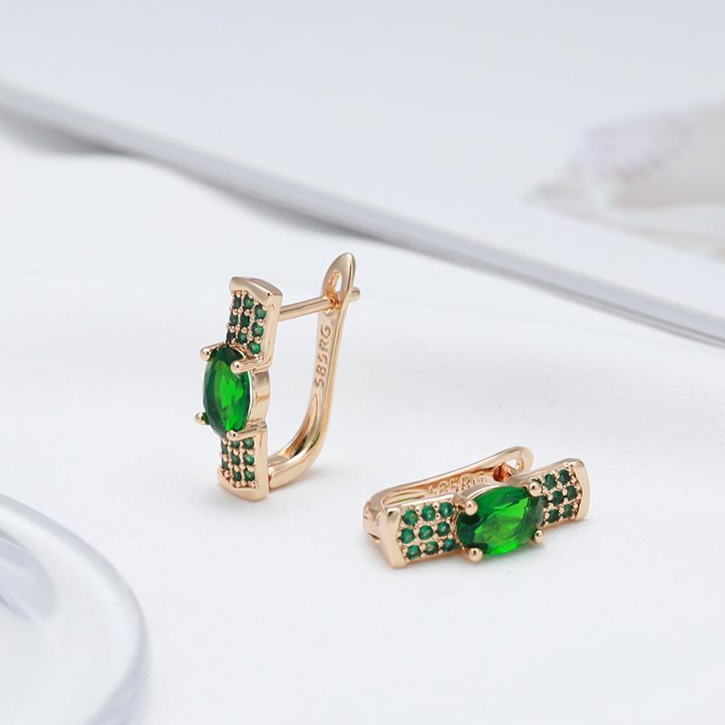 New Emerald Oval Cut Zircon Drop Earrings For Women Luxury Natural Zircon With  Rose Gold Earrings Wedding Jewelry