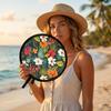 Round Folding Fan Japanese Style Collapsible Fan Hand Fan Portable Fan  Beach Use