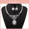 Etnisk Stil Simulering Ädelstensprydnad Dam Halsband och Örhänge Set För Män och Kvinnor