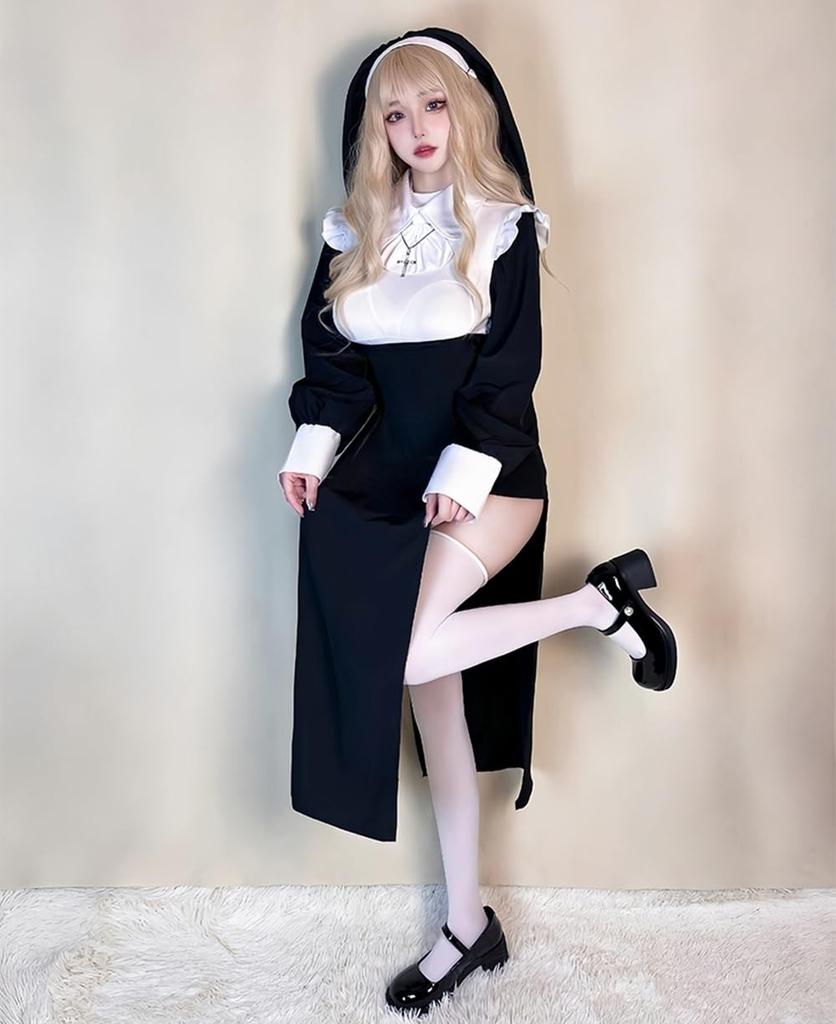 Shangki Manufacturing Nun/Combat Nun Dress, Sexy Cosplay Uniform/Maid Outfit, Women's Costume, Costume for Photoshoots, Plus Size (M)