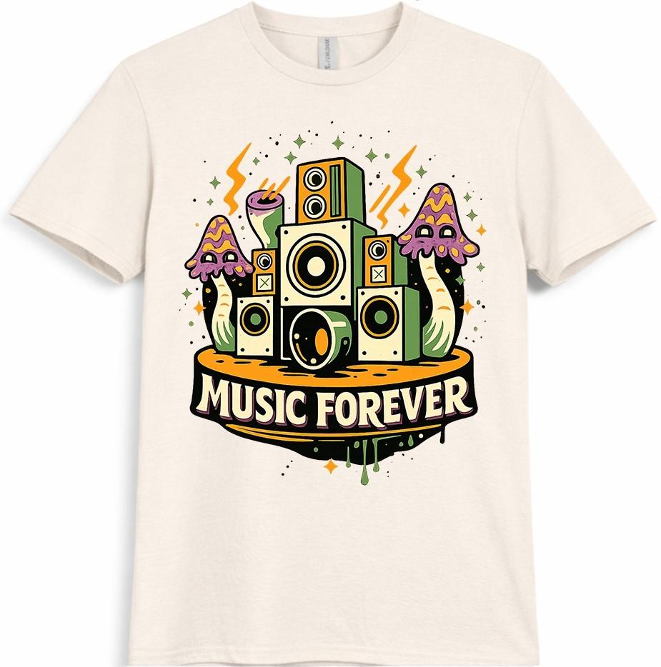Musik T-Shirt DJ Lautsprecher Forever Grafik Rave Festival Tee