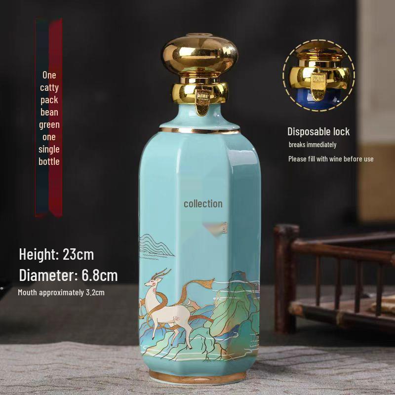 Jingdezhen Ceramic Baijiu Bottle Set: One Jin Capacity, Sealed Empty Bottle, Ancient Style Gift Box