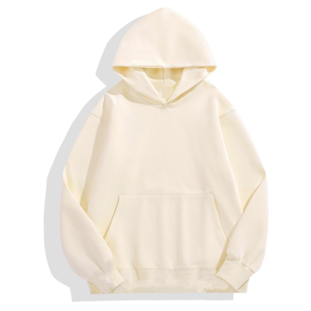 Cross-border European and American fleece loose hooded sweater 220g hoodless rope solid color hoodie men's and women's same sweater