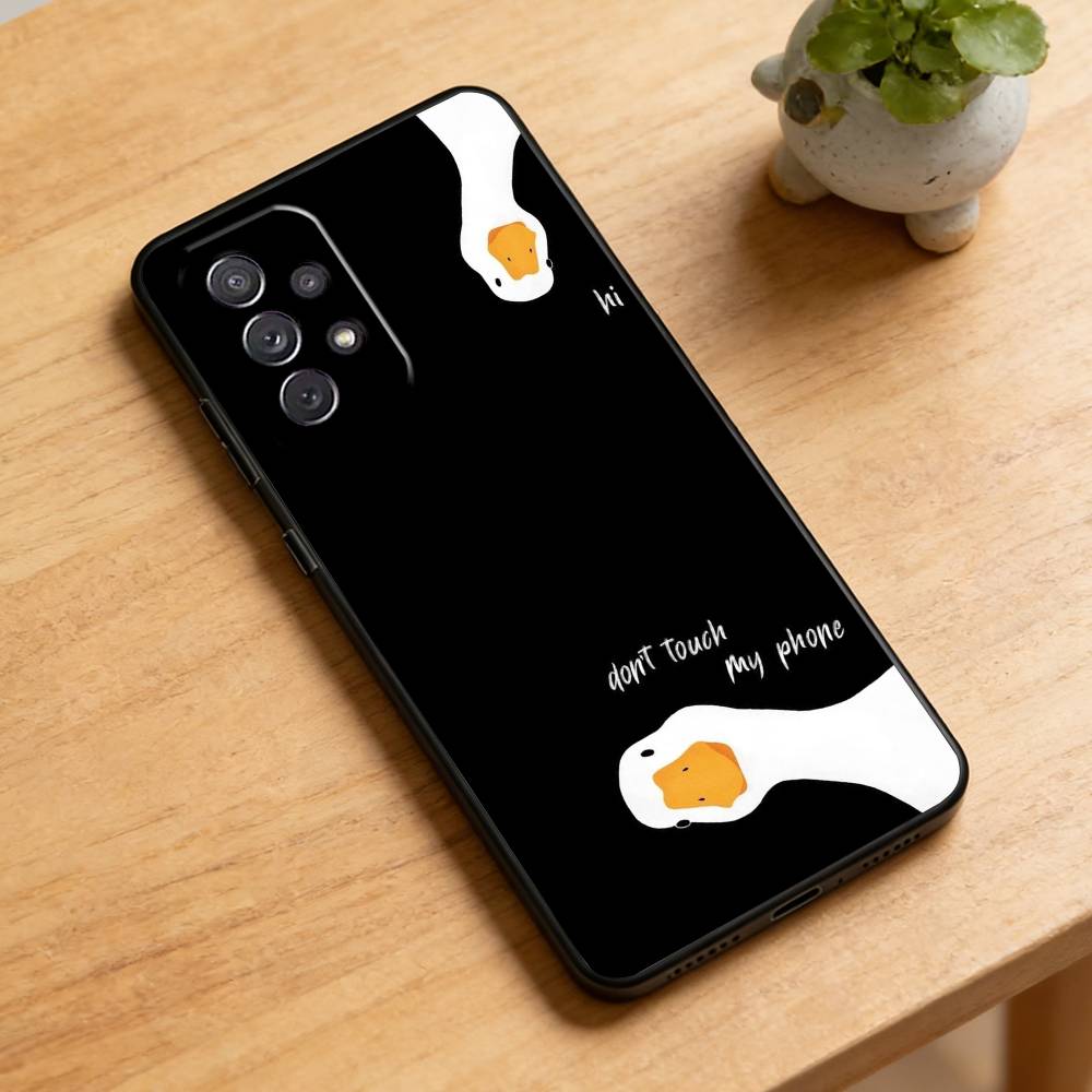 Cartoon Cute Goose  Phone Case For Samsung Galaxy A73,21,22,32,71,53,52,51,80,5G Soft Black Cover Samsung a51 4g