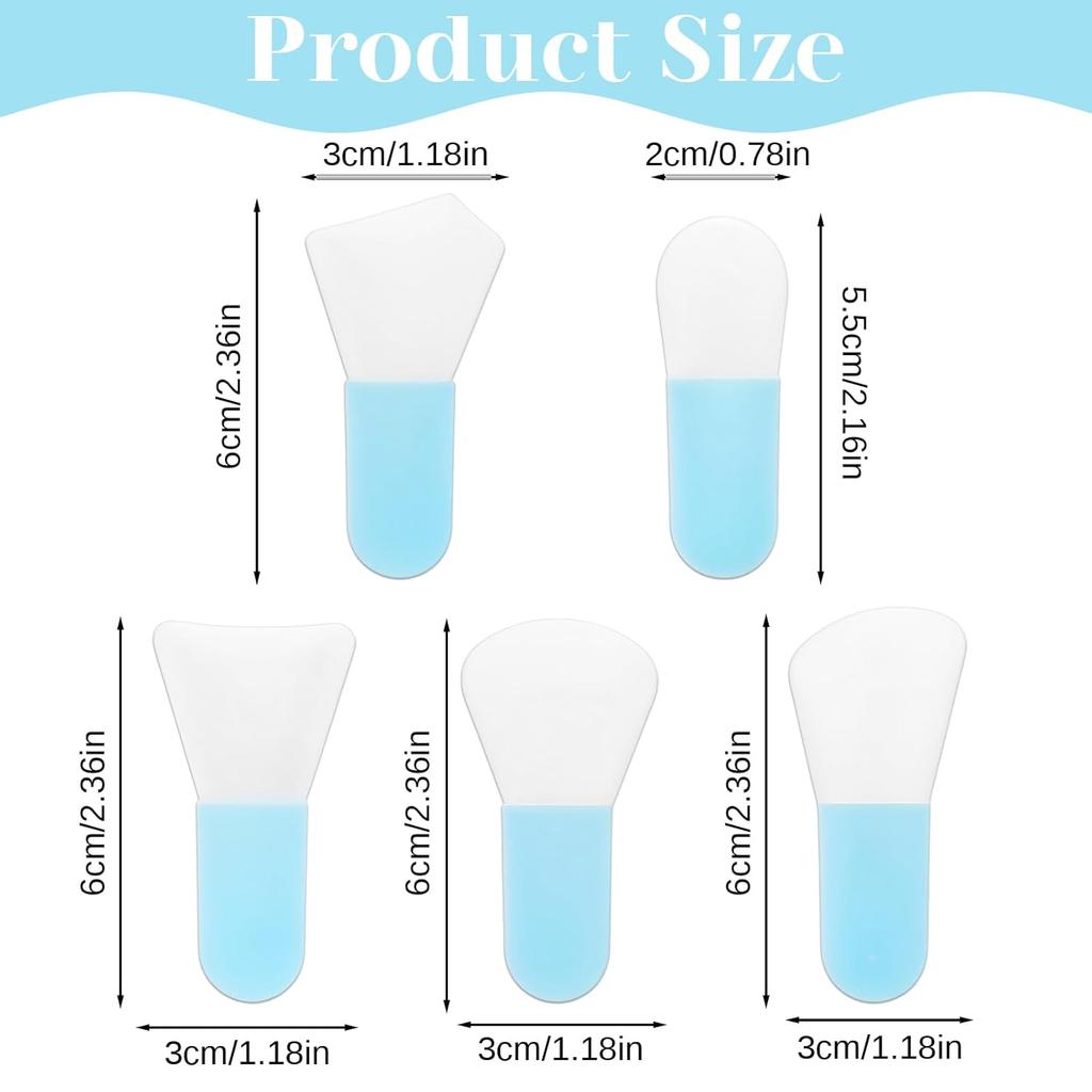 5 PCS Silicone Face Mask Applicator, Mini Makeup Spatula Portable Beauty Tools Set for Facial Mud, Cosmetic Mask, Facial Clay, Eye Cream, Body