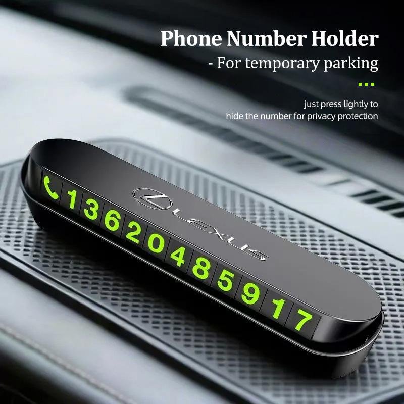 QDDY3 Car Temporary Parking Card Auto Emblem Phone Number Card Plate Valve Cap For Lexus F SPORT ES LM GS IS NX RX LX RZ IS250 RX300