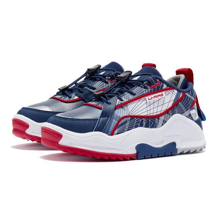 Li-Ning Leave White Reflective Shock Absorption Non-Slip Wear-Resistant Low-Top Kids Running Shoes Kids Running Shoes Blue YKCR124-11