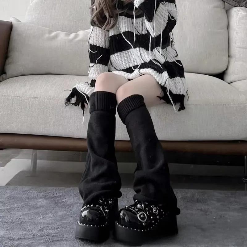 1 paar wijde pijpen gotische stijl warme beenwarmers met gebreide details Perfect voor liefhebbers van minimalistische mode Modieus