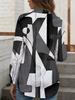 Women's Large Size Loose Printed Long Sleeve Button-Down Shirt - Lapel Casual Top for Spring and Autumn