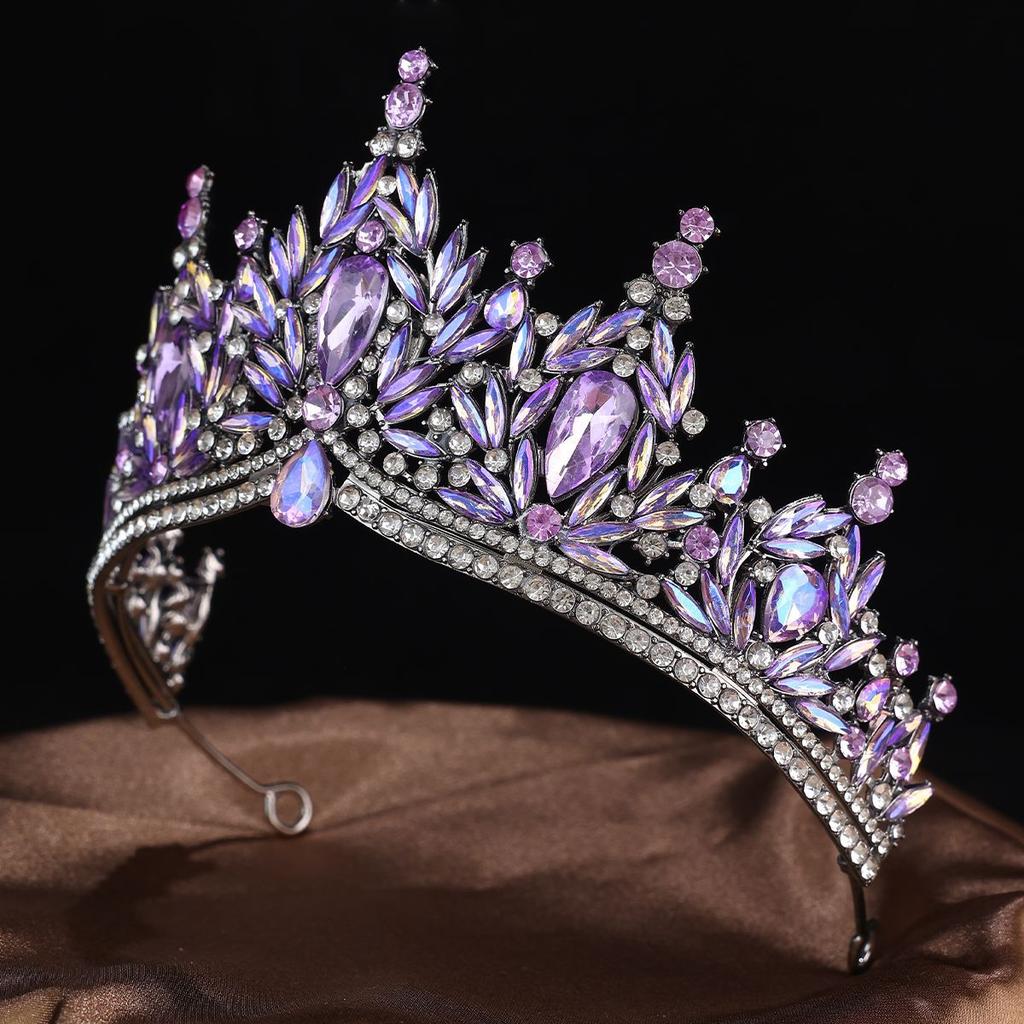 European Luxury Symphony Purple Crown Headgear Wedding Party Banquet Dress Rhinestone Crown Styling Setting Hair Accessories 2026