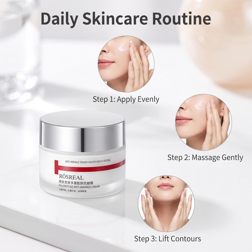 Crema antiarrugas con múltiples péptidos, hidratante y humectante, reafirmante, que atenúa las líneas finas de la piel, crema rejuvenecedora para el rostro de día y de noche