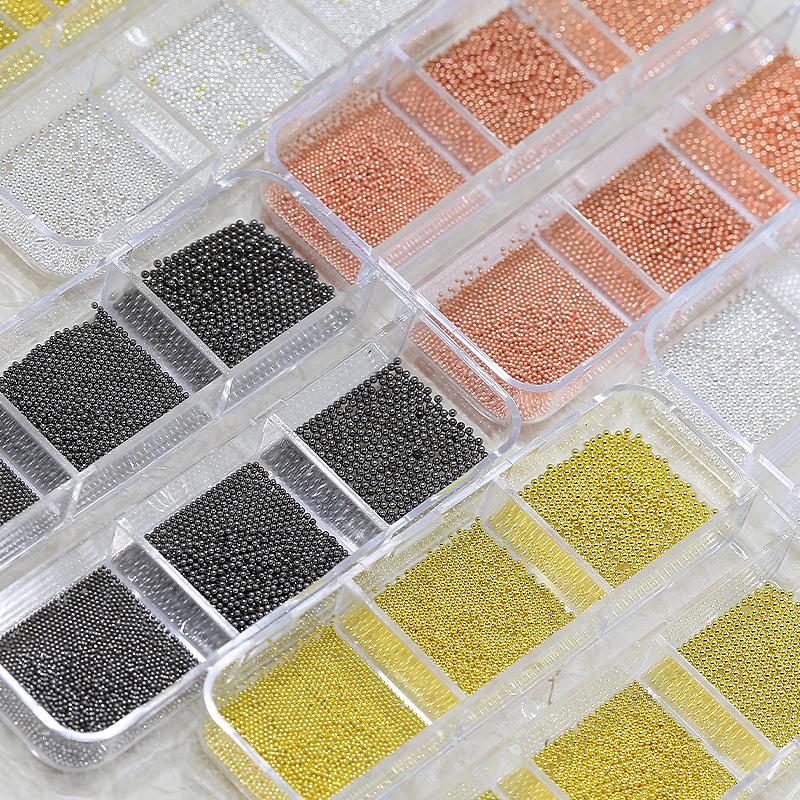 6-Grid Nail Art Set: Mini Steel Ball Decorations for DIY Nail Design