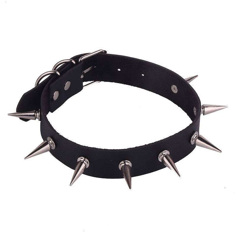 New Punk-Style Spiked Leather Necklace: Trendy, Harajuku-Inspired Erotic Accessory for Women