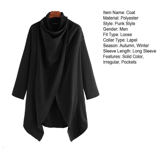 Herren Umhang Unregelmäßig Rollkragen Einfarbig Kälteschutz Punk Stil Locker Windjacke