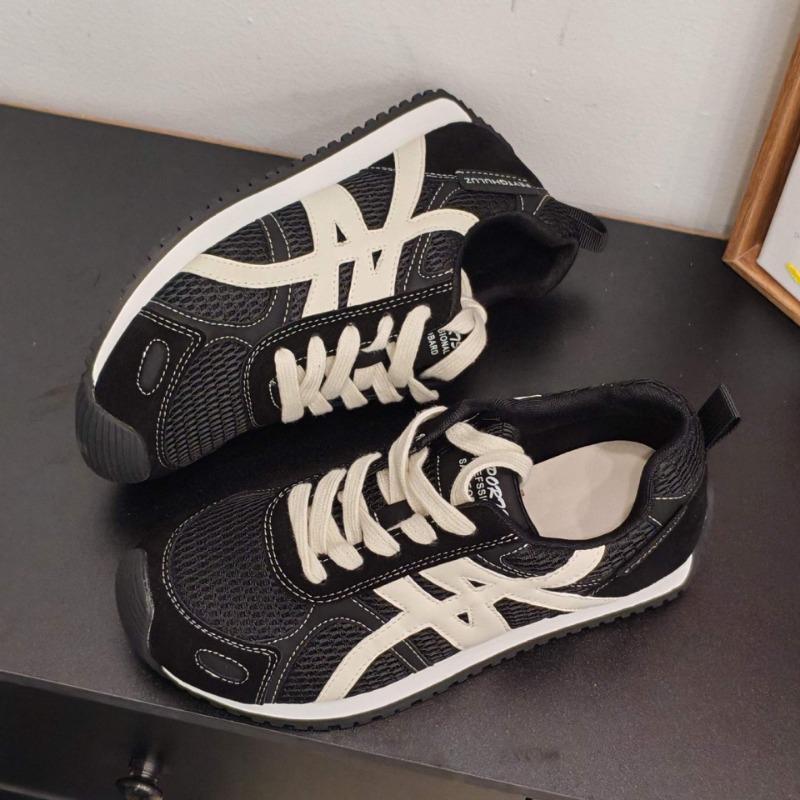 Leather platform women's shoes autumn mesh breathable white shoes casual sports shoes