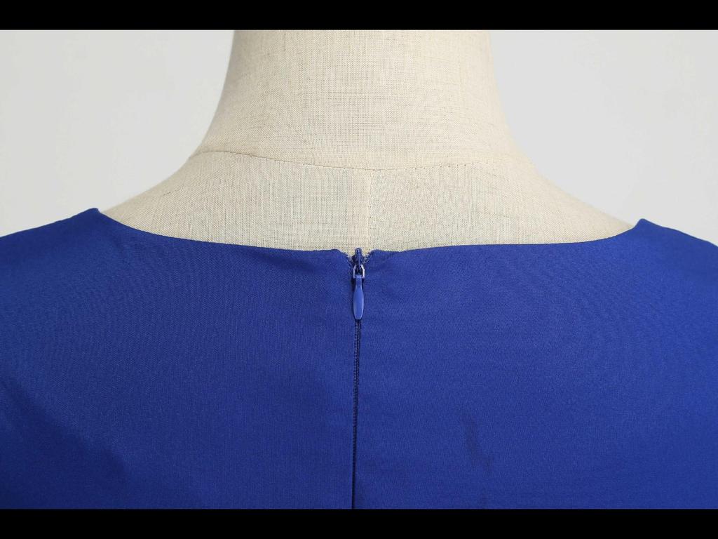 Retro Hepburn Style Short Sleeve 50s Collar High Waist Swing Dress