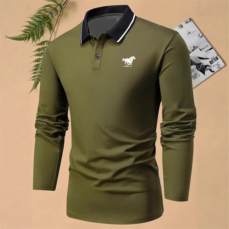 

Color Blocking Men S Spring And Autumn Long Sleeved Polo Shirt 3D Digital Printing Comfortable Polyester Fiber Daily Casual Wear 3XL