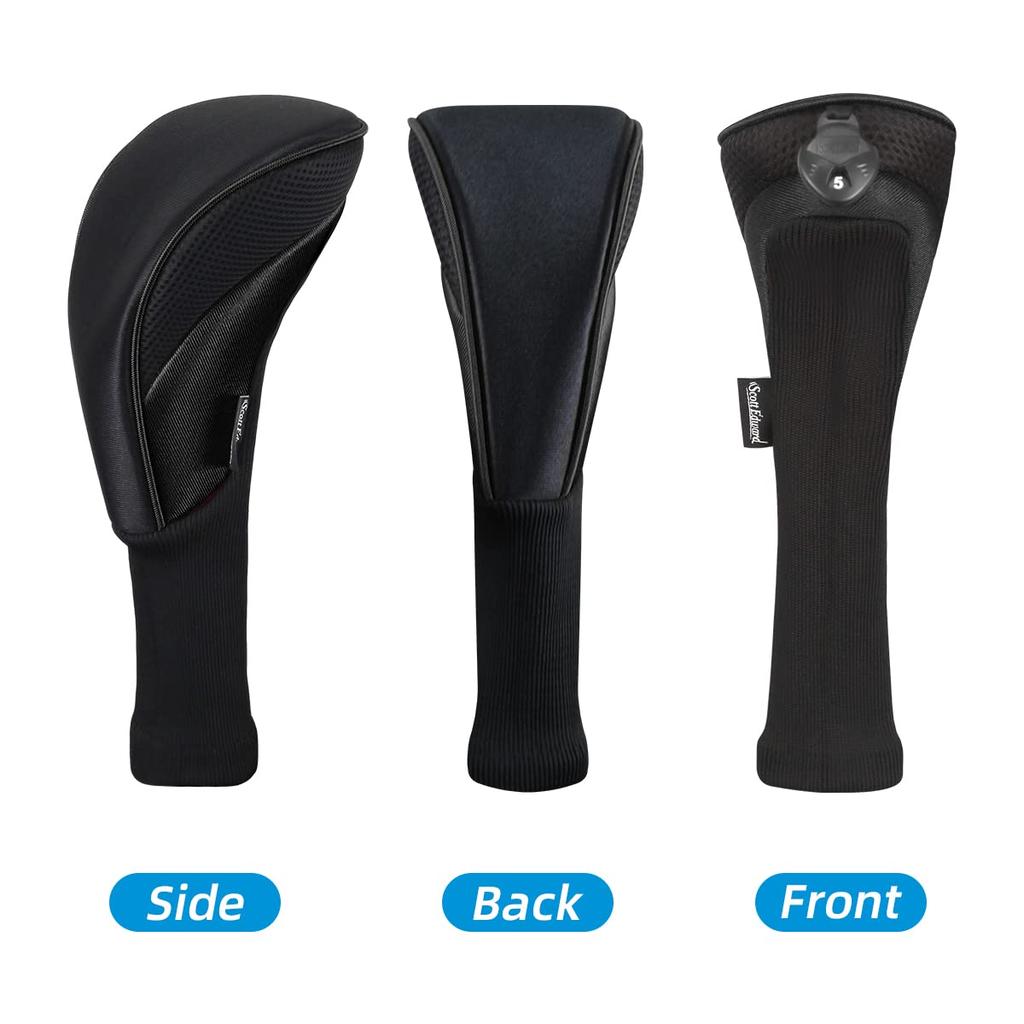 Scott Edward Golf Club Headcovers for the Lane Woods 3 Long Neck Mesh Golf Club Headcovers with Interchangeable Number Labels Driver/Mixed Style,