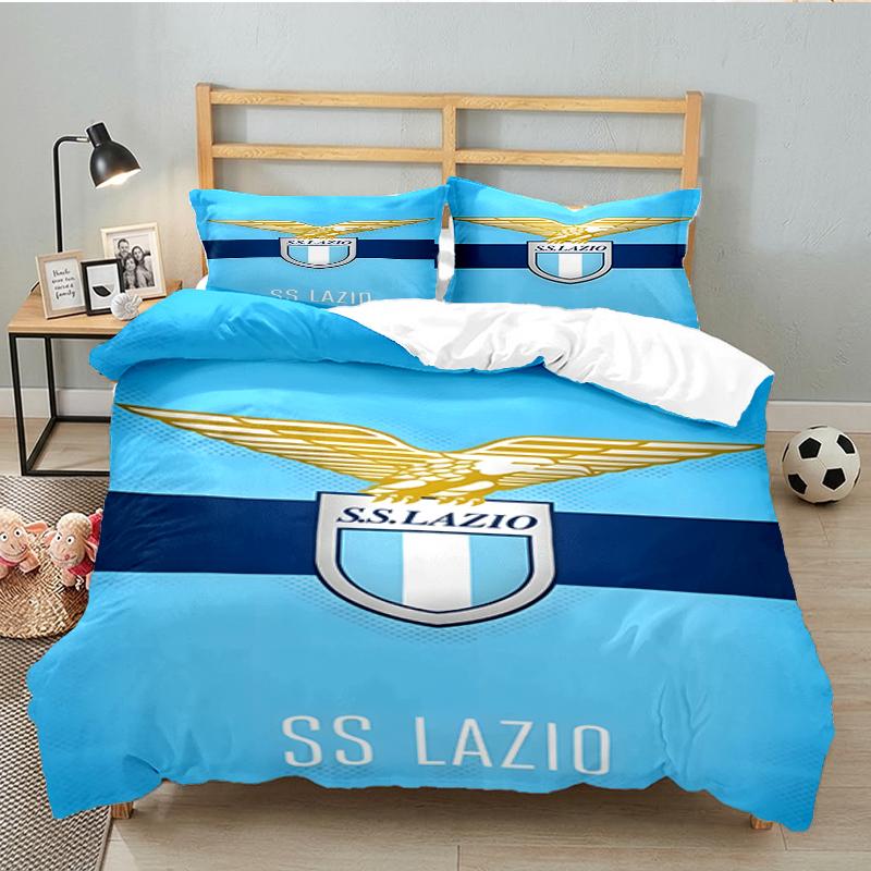 3PCS Lazio Football Crest Bedding set,Ideal For1pc Duvet Cover And 2pcs Pillowcases Perfect for Christmas gift,Ideal for Bedroom, Dormitory