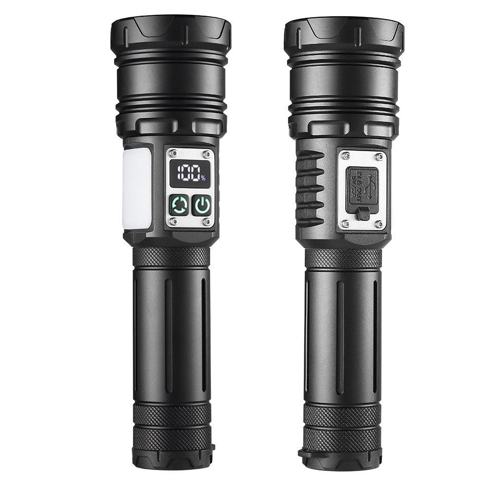 Ultra Bright COB Light Flashlight Multifunctional Type-C Charging LED Flashlight Zoomable White Laser for Outdoor Camping