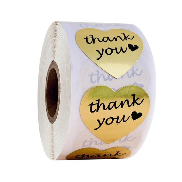 50pcs Heart Thank You Stickers1inch Floral Seal Labels Cute Paper Stickers for Wedding Party cards envelope Stationery Stickers