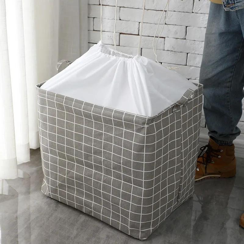 Extra Large Cotton Linen Home Debris Storage Bag Fresh Printed Pattern Clothes Dustproof Organizer Dormitory Quilt Finishing Bag