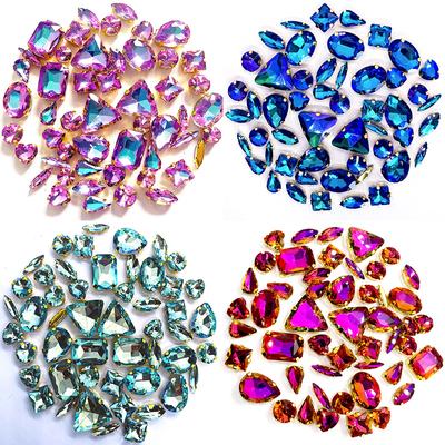 50 Formade Enkelt Klov Blandade Specialfärg Kristallglas Handsömnad Borr Handgjorda DIY Smyckestillbehör Strass Påsybara Pärlor