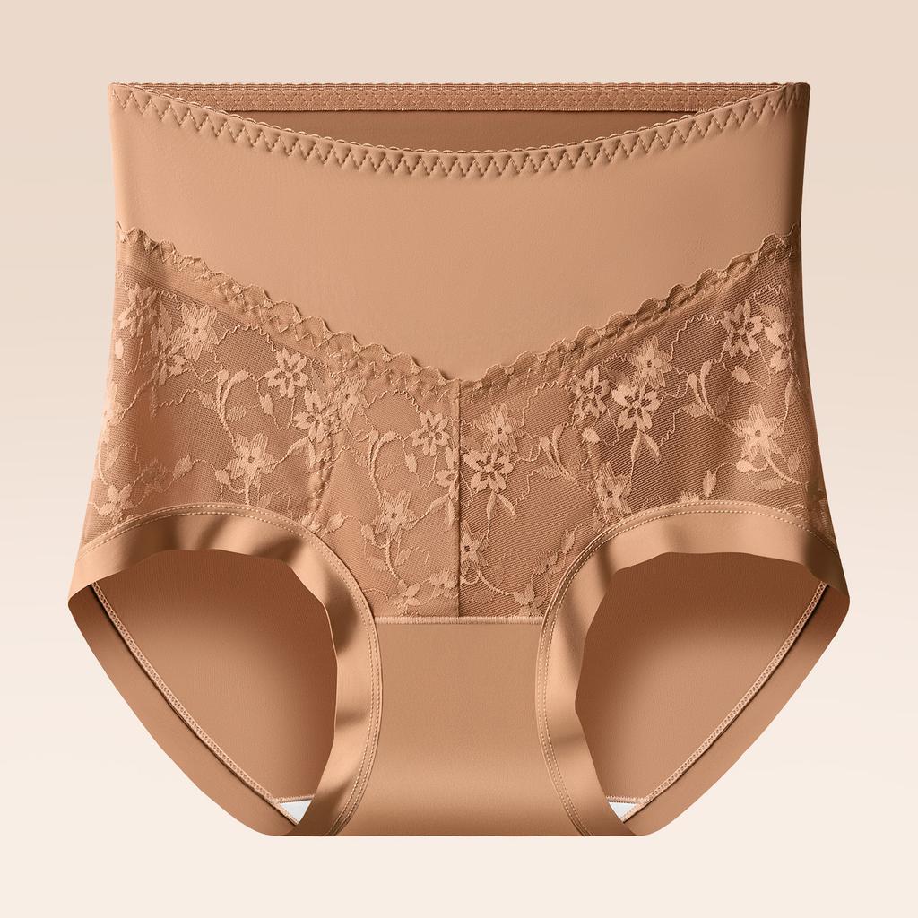 Big Size Ladies Spring and Summer Lace High Waist Belly Lift Hip Antibacterial Breathable Briefs