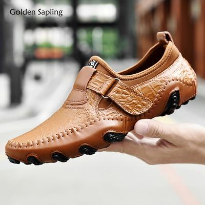 Mode Gouden Zaailing Man Loafers Casual Zakelijke Flats Retro Leren Schoenen Comfortabele Driving Flat Vrije Tijd Loafer Jurk Herenschoen