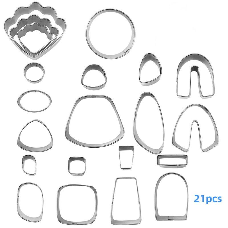 18/21/24Pcs Polymer Clay Earrings Cutters Geometry Die Baking Mould Handmade DIY Jewelry Making Cake Cookie Cutter Plastic
