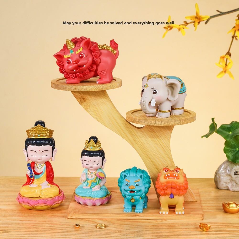 Resin Buddha Statues Set With Guardian Lion And Elephant For Home Decor And Gift Giving