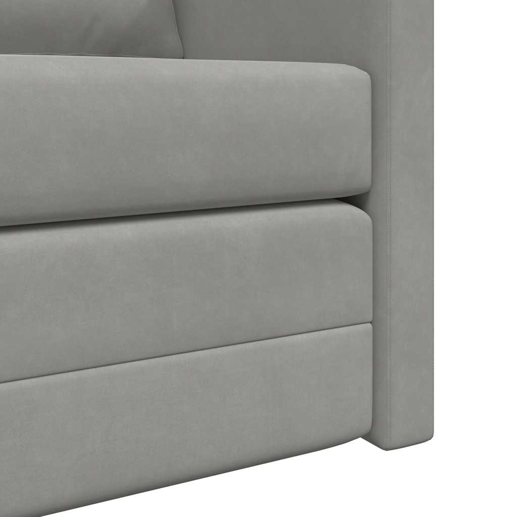 Floor Sofa with Sleeping Function Light Grey 122x204x55 Cm Velvet