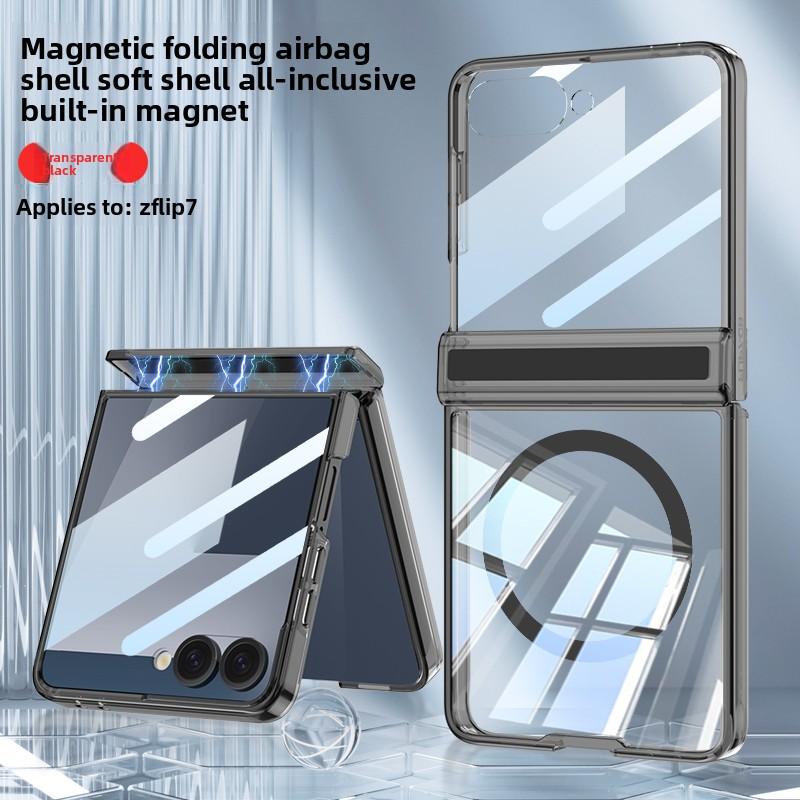 For Samsung Galaxy Z Flip 7 Case Soft Airbag Transparent Middle Hinge Magnetic Magsafe Protective Back Cover For Z Flip 7 Shell