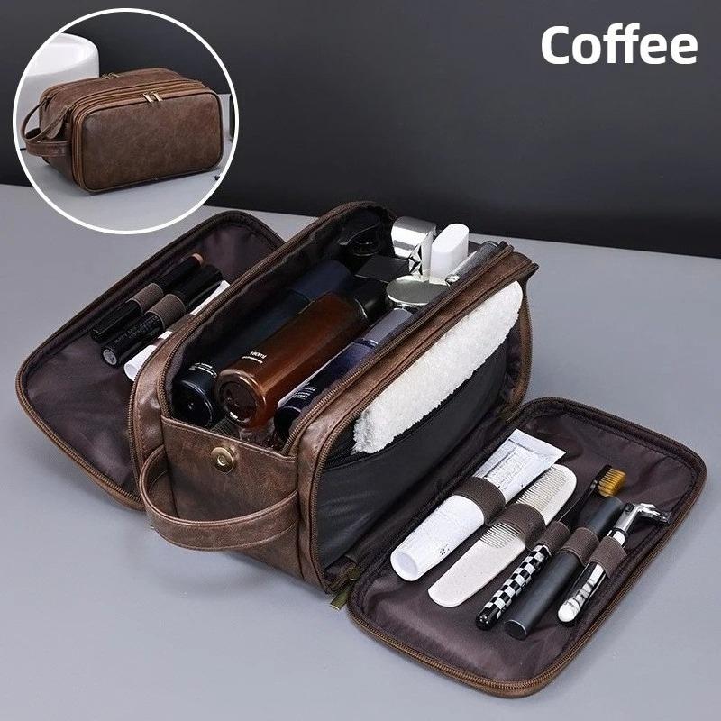 Neceser de PU para Mujer Hombre Portátil Esenciales de Viaje Bolsas de Maquillaje Impermeable Bolsa Colgante Organizador de Lavado Cosmético Bolsa con Particiones Bolsa para Cuidado de la Piel
