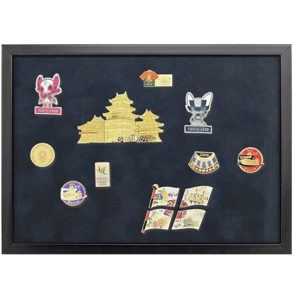 Pin Badge Frame 5767 A4 Size x Acrylic of indoor UV Black x Suede Black (210 297) UV-Cut (cuts 98% rays)