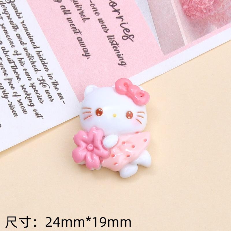 10Pcs Cartoon Bright Surface Animal Hug Flower Cat Resin Flat Back Scrapbook Diy Jewelry Hair Clips Ornament Accessories A4