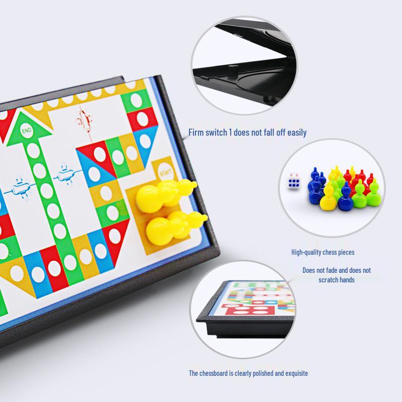 Portable Folding Magnetic Ludo & Gomoku Game Chess Toy