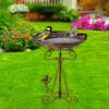 Garden Decor Standing Bird Bath with Feeder Drinking Feeding Basin for Watchers