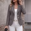 Women S Long Sleeve Blazer Jacket With Turn Down Collar Two Buttons Flap Pockets