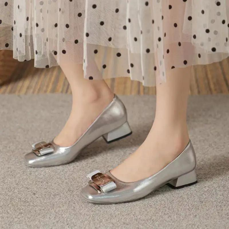 

Женские туфли-лодочки на среднем каблуке с квадратным носком, женская обувь по акции, 39, шикарные и элегантные, повседневные, весенние, люксовый бренд Beau Today, Y2k 40