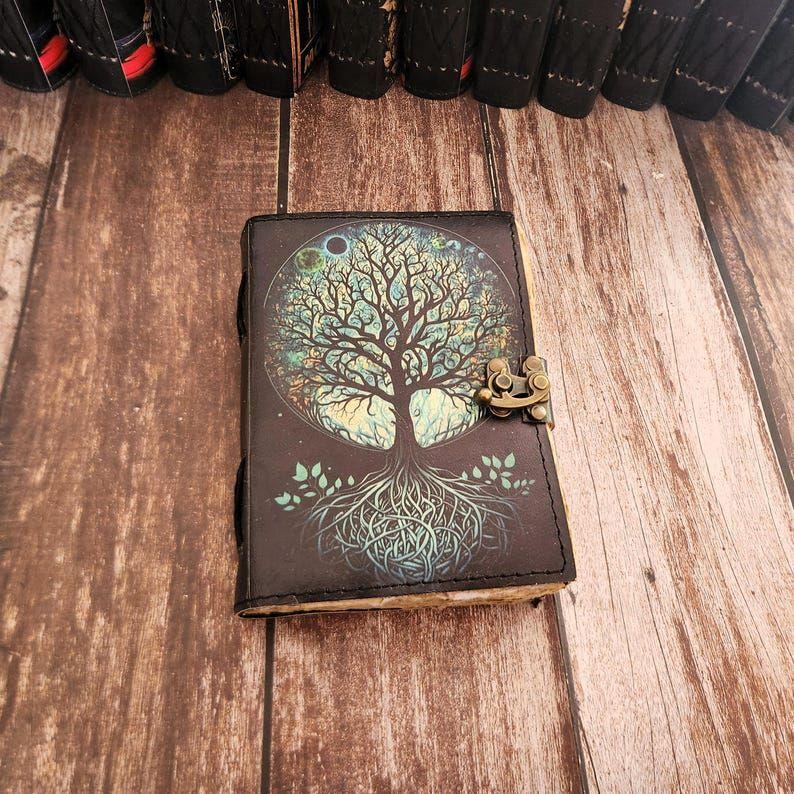 Tree Printed Leather Journal, Notebook, Sketch book, Leather Dairy, 200 Deckle Page Writing Journal, Book, Wedding Gift,