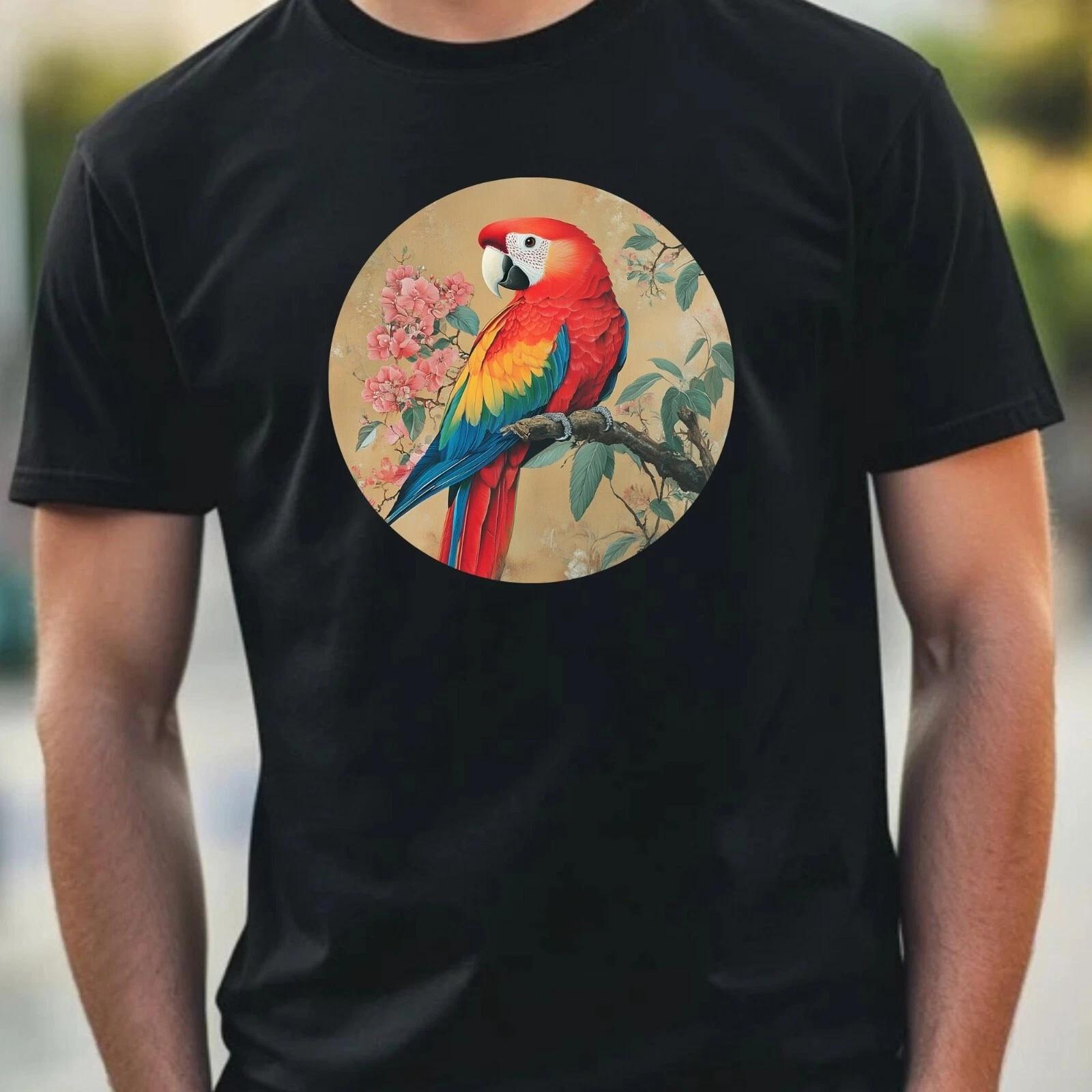T-Shirt Herren Papagei Portrait Motiv Baumwolle Größe XS bis 5XL XXXXL